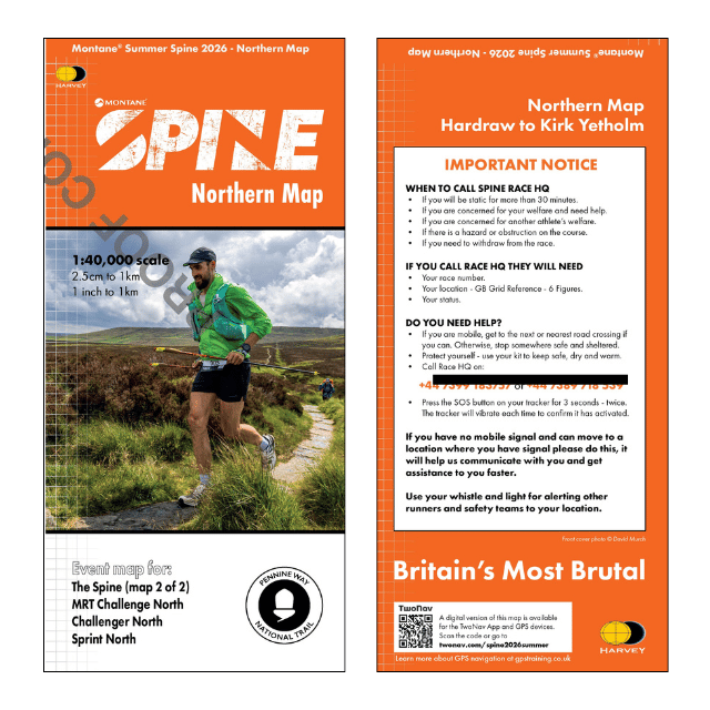 Harvey Spine Race Northern Pennine Way Map - Summer 2026