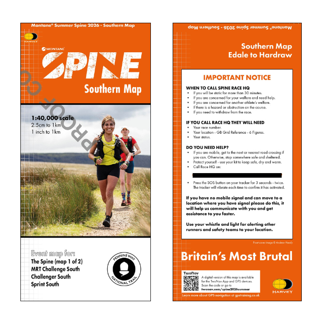 Harvey Spine Race Southern Pennine Way Map - Summer 2026