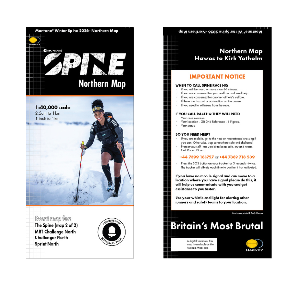 Harvey Spine Race Northern Pennine Way Map